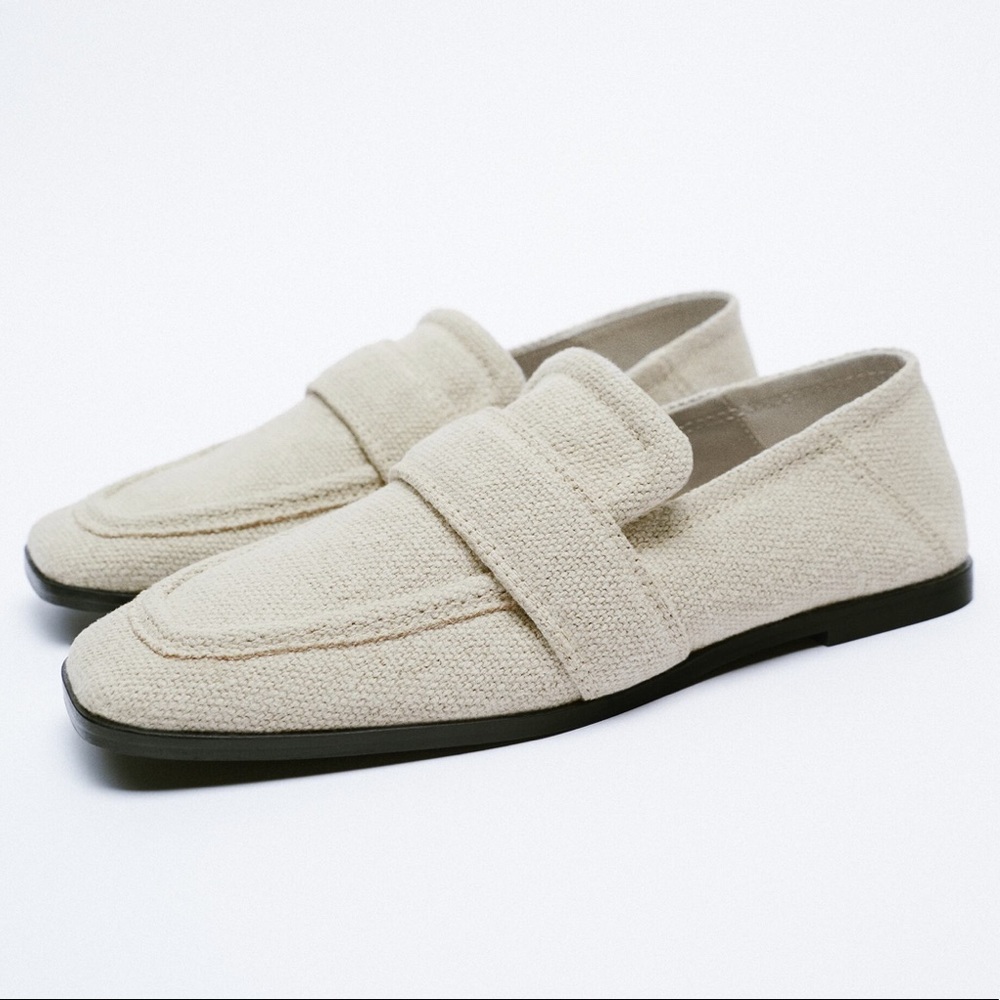 ZARA FABRIC LEATHER LOAFERS SIZE 8